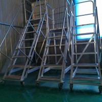 大连华峰定制铝合金移动平台梯围栏扶手登高梯子仓库货架梯